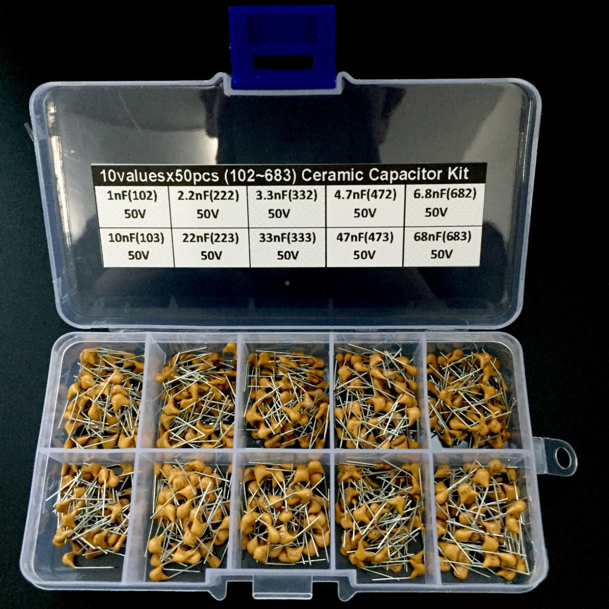1nF~68nF Ceramic Capacitor Kit Box (500 PCS) - (AD21525)