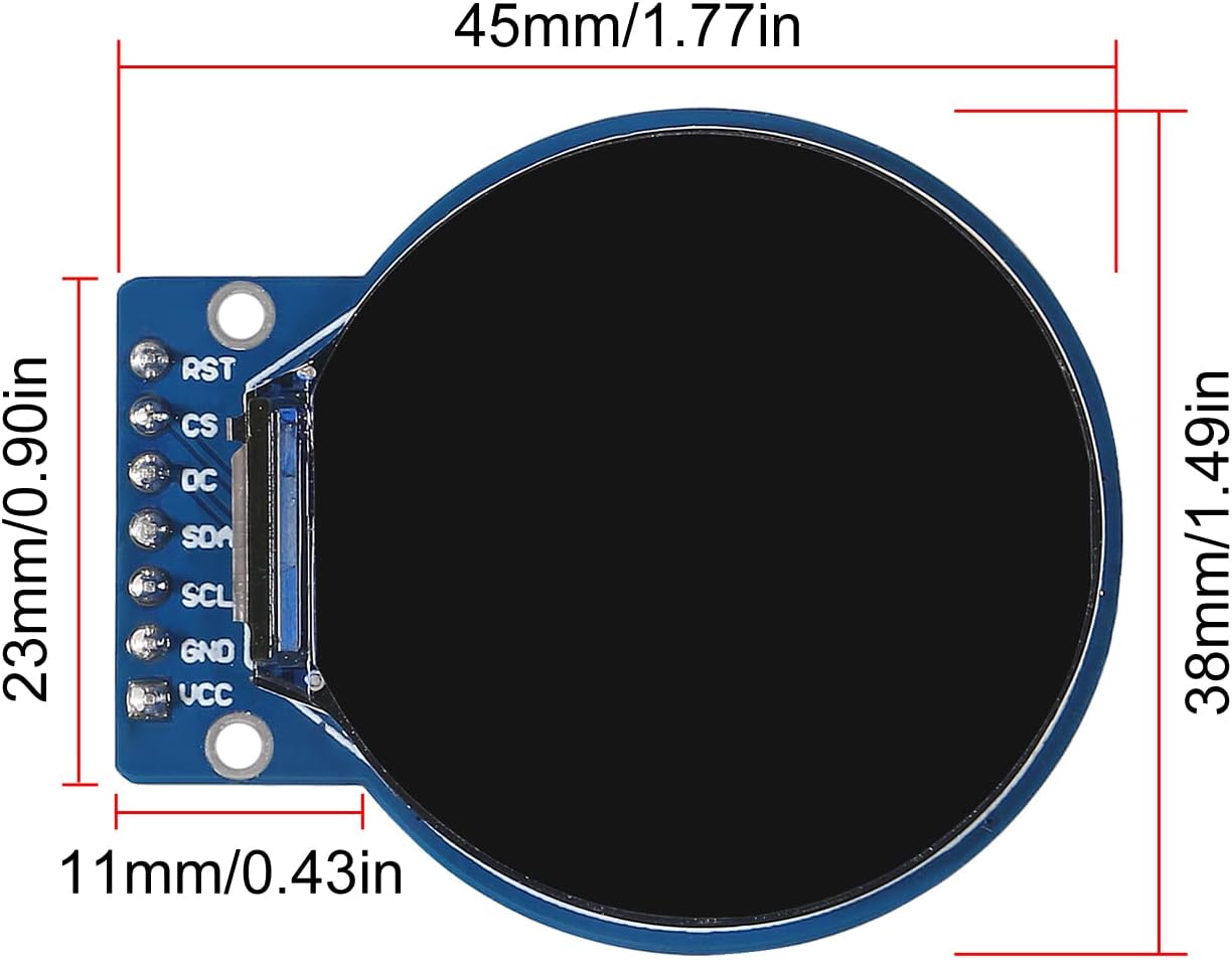 1.28'' TFT LCD Display Module Round RGB, SPI - (AD98720)
