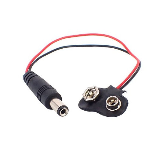 9V Battery Clip with 5.5mm - 2.1mm Plug - (AD12576)