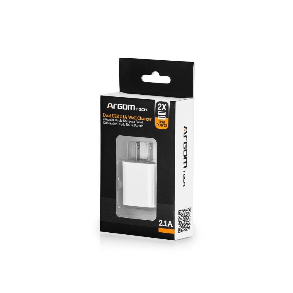 ARG-AC-0105 Argom Dual USB Wall Charger 2.1A - (AD19676)
