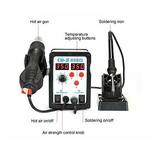 898D 2 in 1 Soldering Iron & Rework Station - (AD30503)