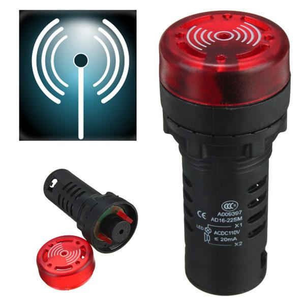 AD16-22SM Red LED Pilot with Flash Light and Buzzer 110V - (AD46734)