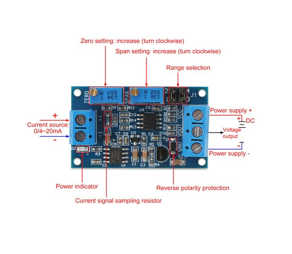 Current to Voltage Converter Module (4-20mA to 0-10V) - (AD31425)