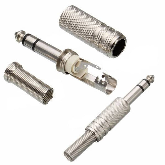 6.35mm 1/4" Stereo Metal Plug with Spring - (AD31502)