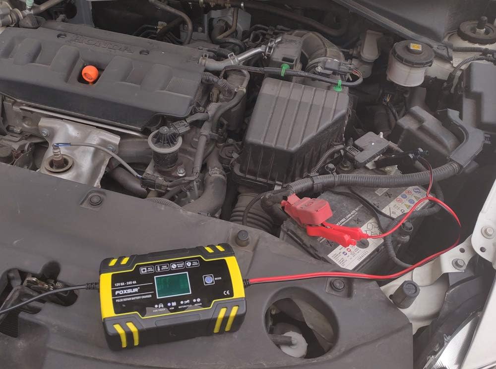 FBC122408D FoxSur Automatic Smart Battery Charger 12V @ 8A - 24V @ 4A with LCD Display - (AD32656)
