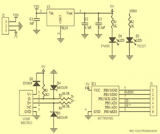 ATTiny85 Digispark Kickstarter Arduino - (AD32809)