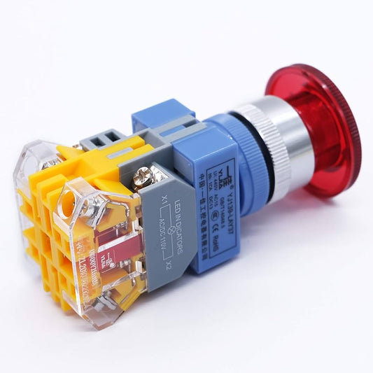 LAY37-11ZS 220V @ 10A Red Emergency Stop Mushroom Push Button + Box - (AD82468)