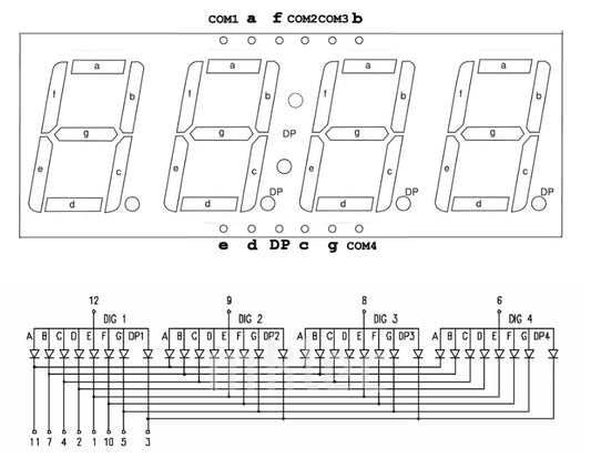 Display LED Rojo 7 Segmentos 4 Digitos Anodo Comun 0.56" - (AD36408)