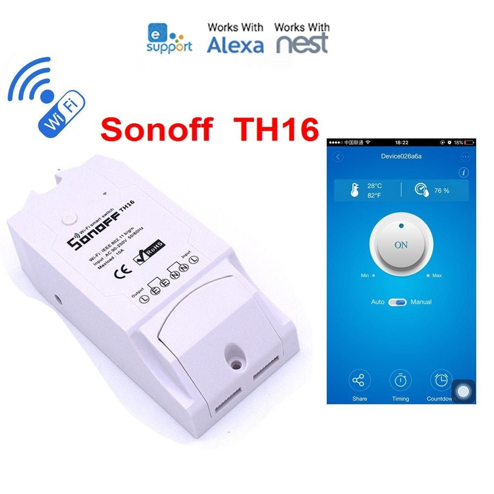 Sonoff TH16 Temperature And Humidity Monitoring WiFi Smart Switch - (AD37827)