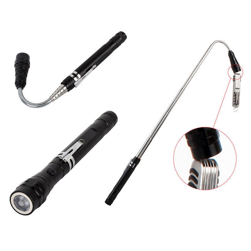 Blue Flexible Telescopic 3 LED Magnetic Lamp Light Tool - (AD38898)