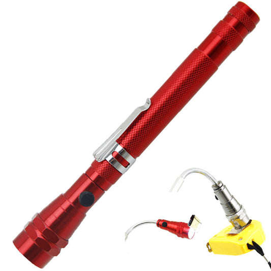 Red Flexible Telescopic 3 LED Magnetic Lamp Light Tool - (AD38885)