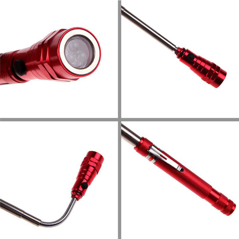 Blue Flexible Telescopic 3 LED Magnetic Lamp Light Tool - (AD38898)