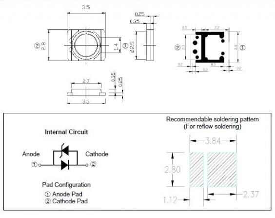 LED 3528 3V @ 1W For LCD TV Backlight Repair - (AD39389)