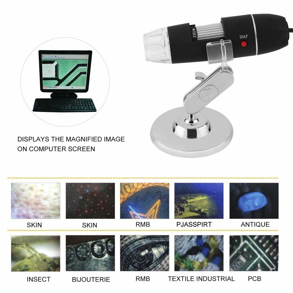 Portable USB Digital Microscope With 8 LED 2MP (40x-1000x) - (AD42990)