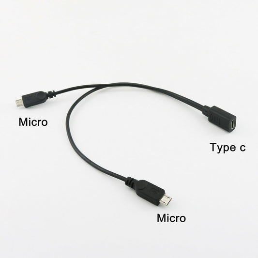 USB 2.0 Type C Female to Dual Micro USB Male - (AD46526)