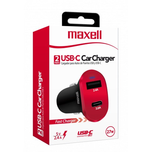 DUSB-C2 Maxell Dual Port Car Fast Charger 27W - (AD47700)