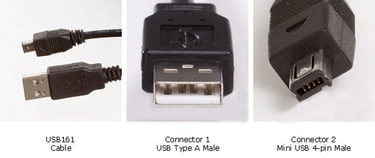 CA-722 USB Mini 4P to USB Male Cable (6Ft.) - (AD48629)