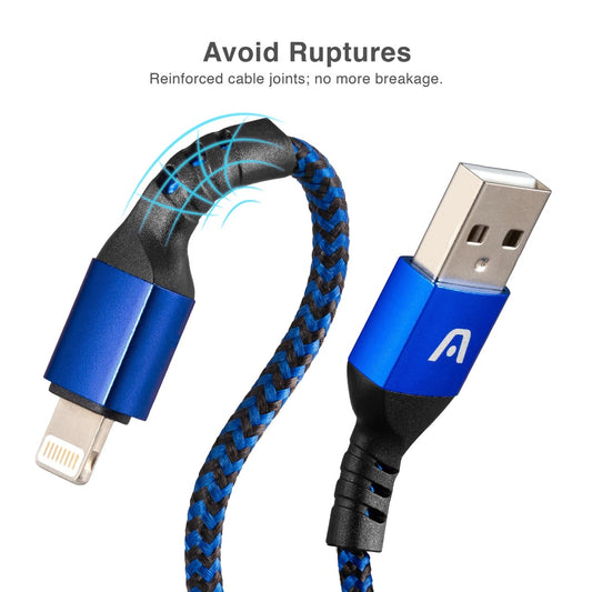 ARG-CB-0023BL Argom Cable Lightning To USB 2.0 Nylon Braided Dura Form - (AD50313)