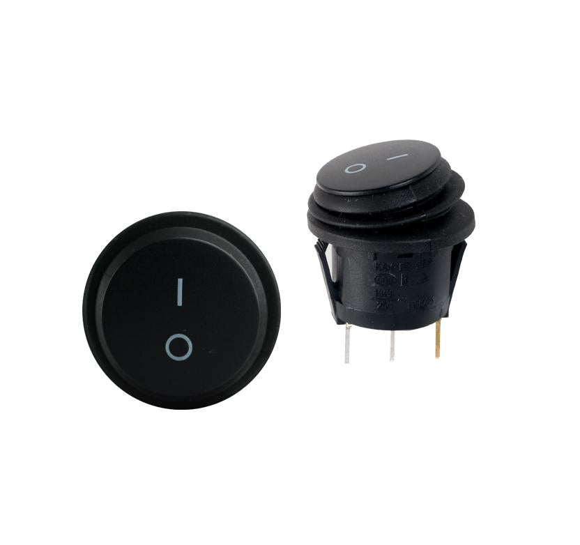 IS-EC-WP1213BLK Waterproof 3 Pin Round SPDT ON-OFF Rocker Switch BLACK - (AD51119)