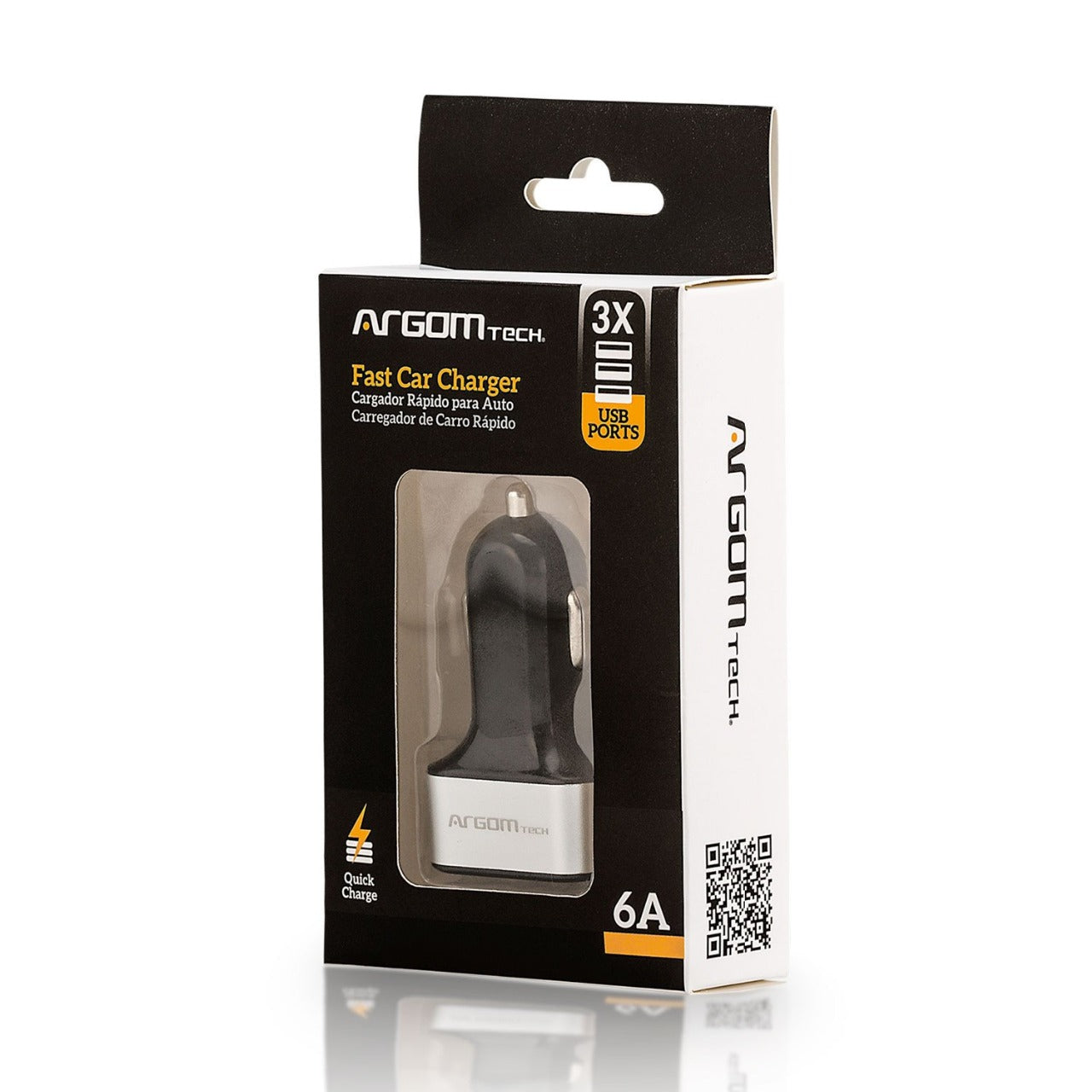 ARG-AC-0113 Argom 3 Ports USB Car Charger 6A - (AD52011)