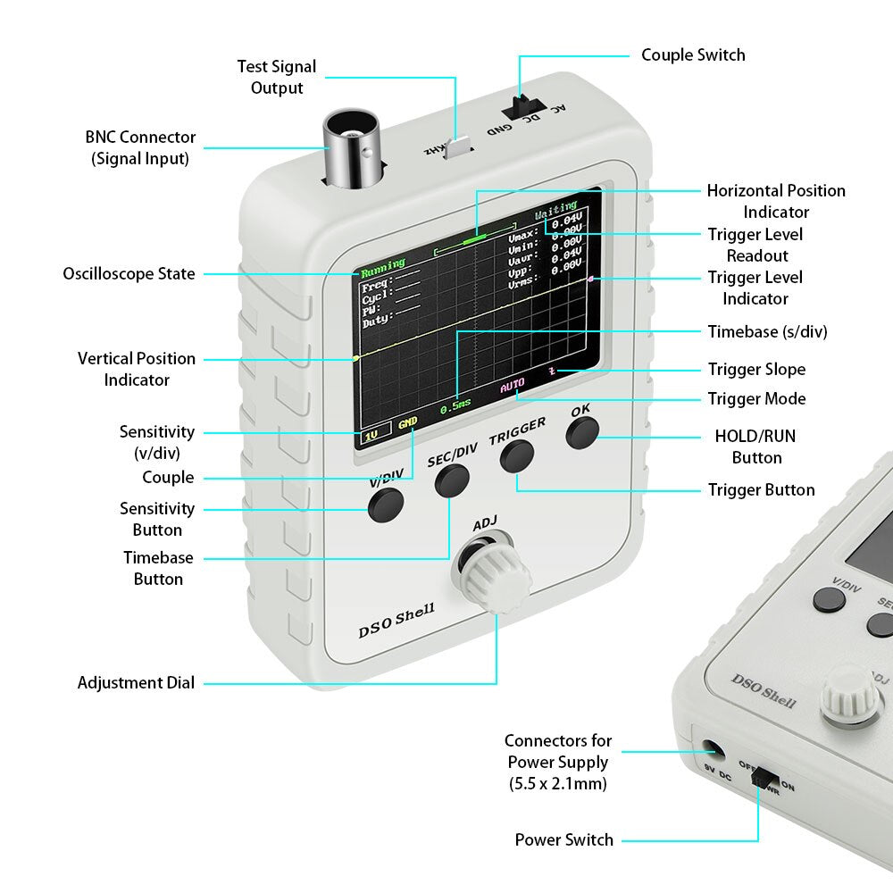 DSO150 Fully Assembled Digital Oscilloscope with Housing Case - (AD53165)