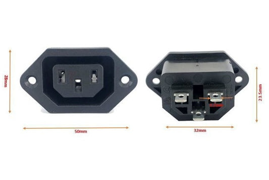 AC Power Socket Female Connector 3 Pins IEC320 - 250V @ 10A - (AD53892)