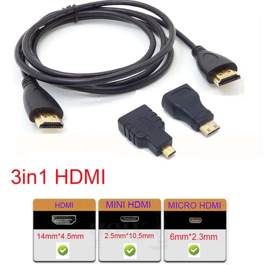 3 in 1 HDMI to Mini HDMI + Micro HDMI Adapter Cable - (AD54667)
