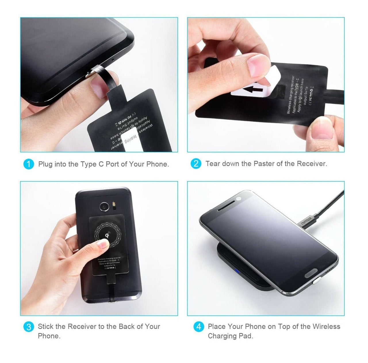 USB-C Qi Wireless Charging Receiver for Phone - (AD59731)