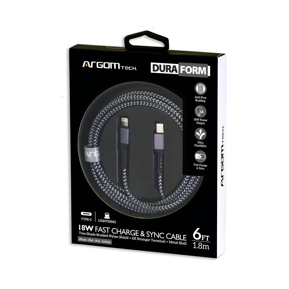 ARG-CB-0024BK Argom Dura Form Type-C to Lightning Fast Charge Cable 1.8M - (AD62854)