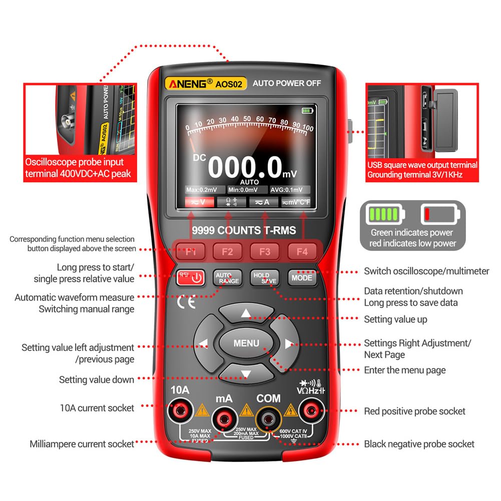 AOS02 Aneng Digital 2 in 1 Oscilloscope 1-Ch (10MHz) + Multimeter - (AD63237)
