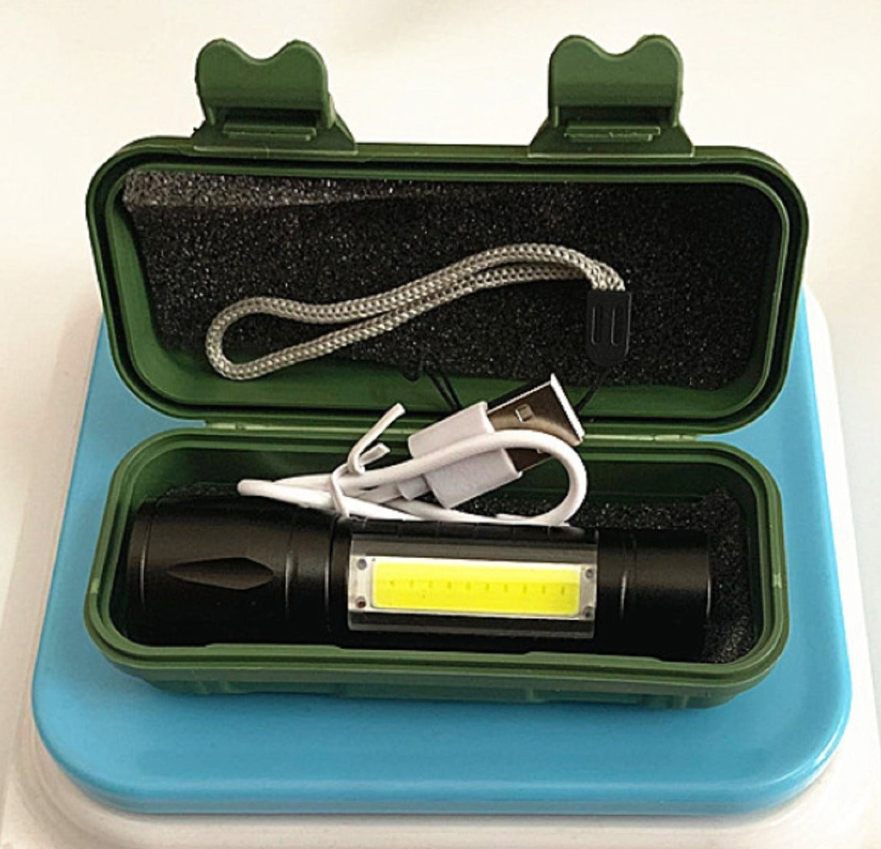 Zoomable LED Light 2 Modes + Side Light USB Rechargeable - (AD63358)