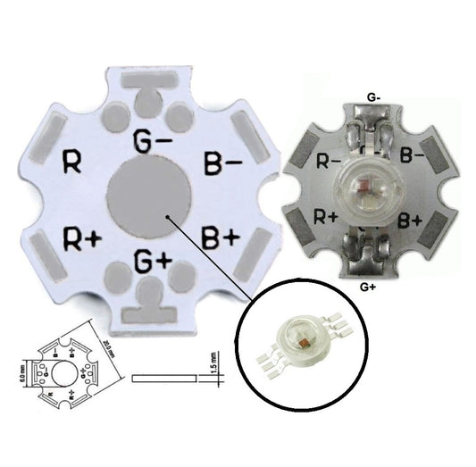 RGB 6-Pin 3W LED with PCB - (AD63667)