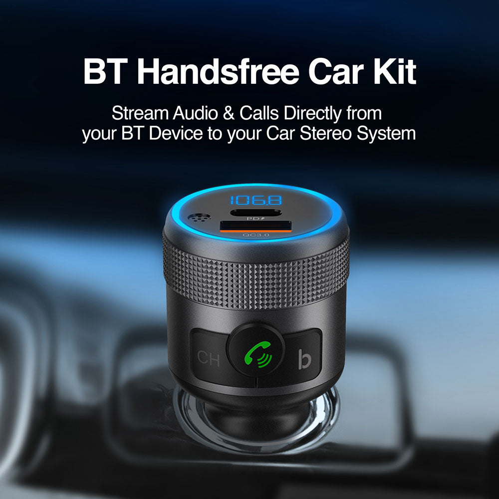ARG-AC-0343BK Argom BT Hands Free Car Kit With Dual Fast Charging Ports - (AD64832)