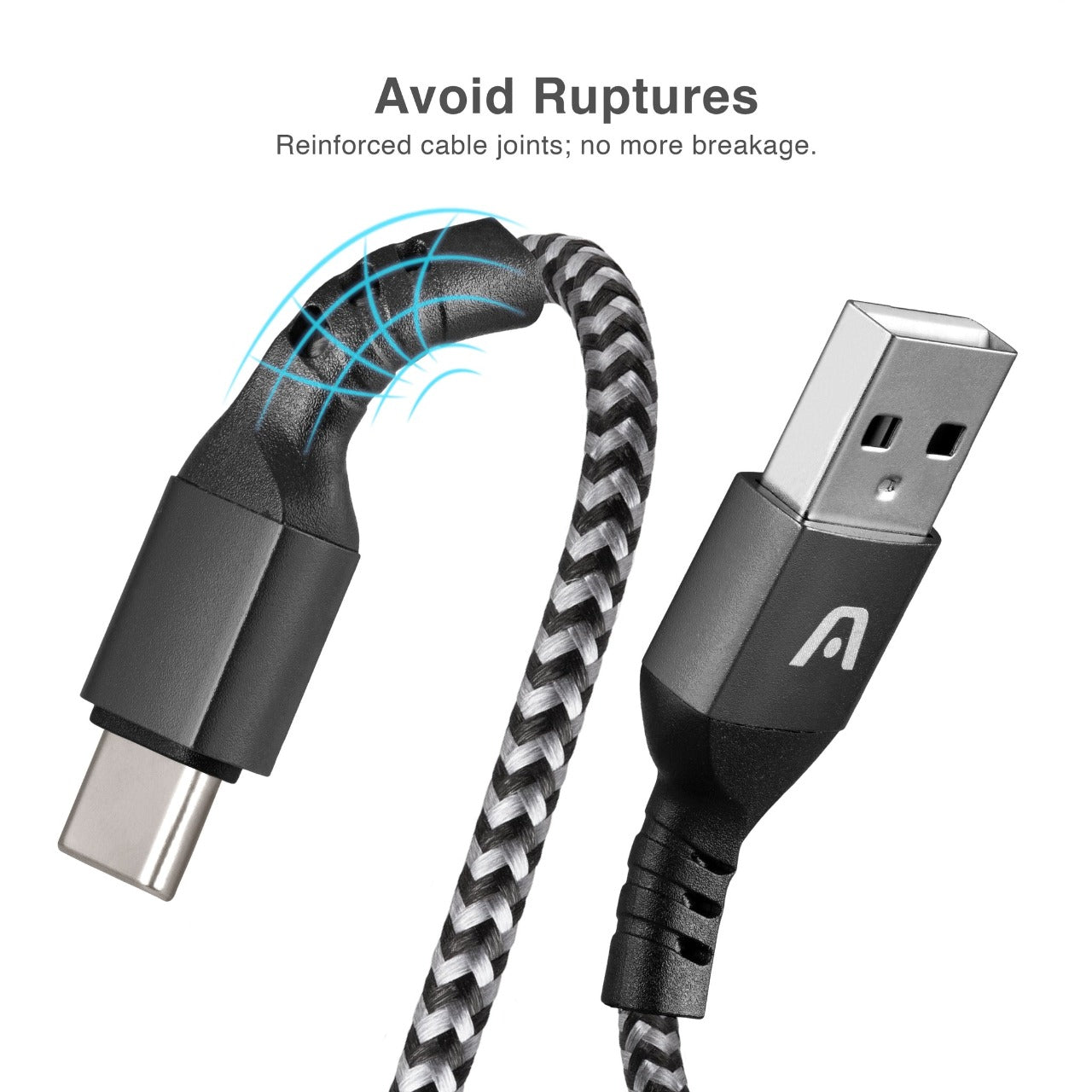 ARG-CB-0025BK Argom Cable Type-C to USB 2.0 Nylon Braided Dura Form - (AD65305)