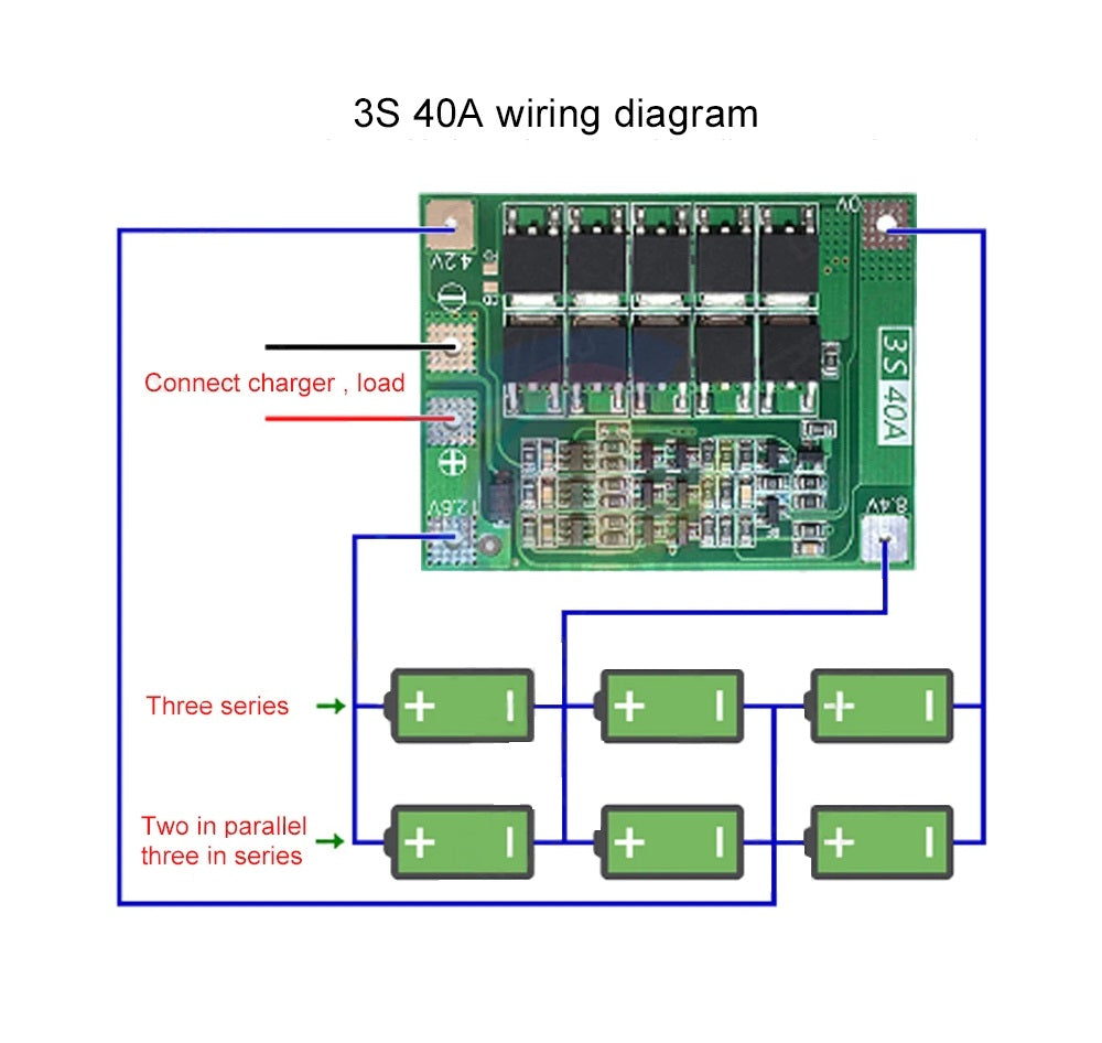 3S Battery Protection Board (BMS) 40A 12.6V - (AD66354)