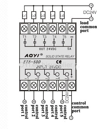 ST5-5DD 5-Phase Solid State Relay SSR 5A @ 24V (24VDC) - (AD67926)