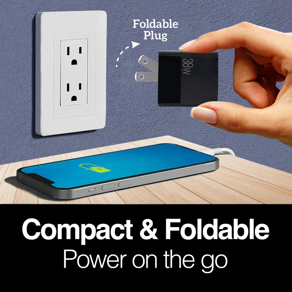 ARG-AC-0122BK Argom Volta P4 38W Pro PD Type-C + USB With Foldable Plug Wall Charger - (AD71731)