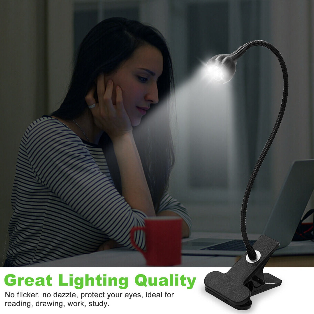 USB Flexible Reading LED Lamp Clip 5V @ 3W - (AD74734)