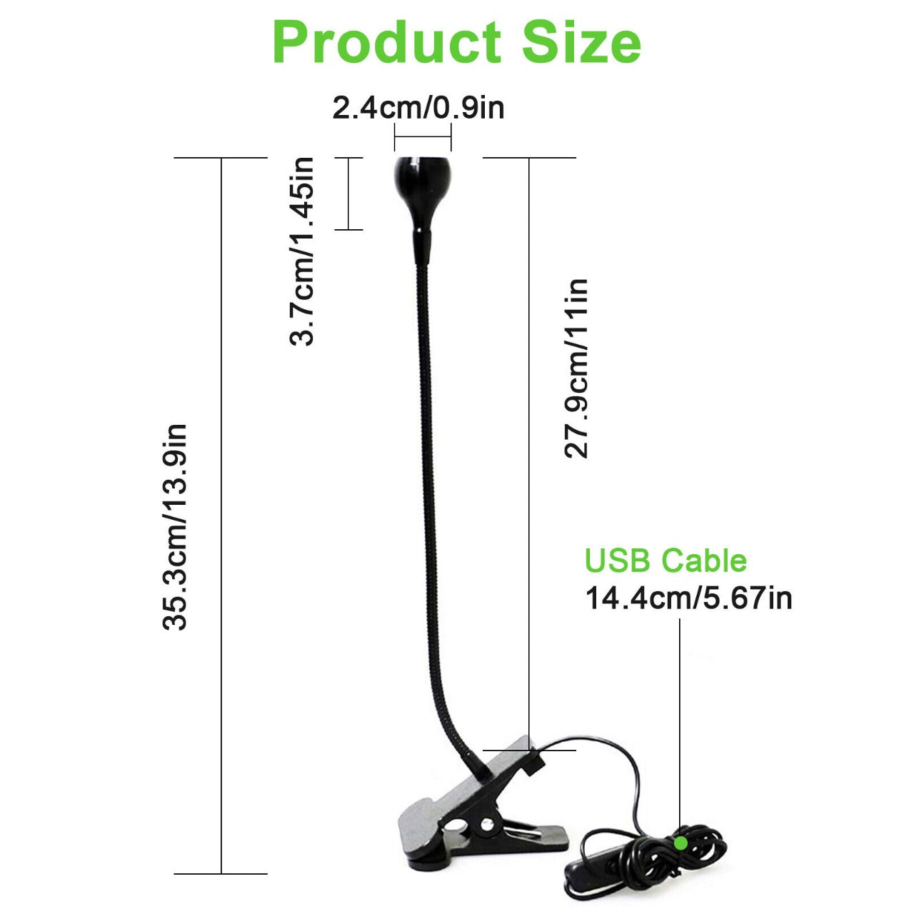 USB Flexible Reading LED Lamp Clip 5V @ 3W - (AD74734)