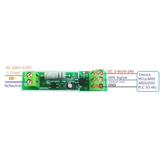 OP22B01 (12V) Voltage Signal Detection Module 110V-220VAC to 12VDC - (AD80293)
