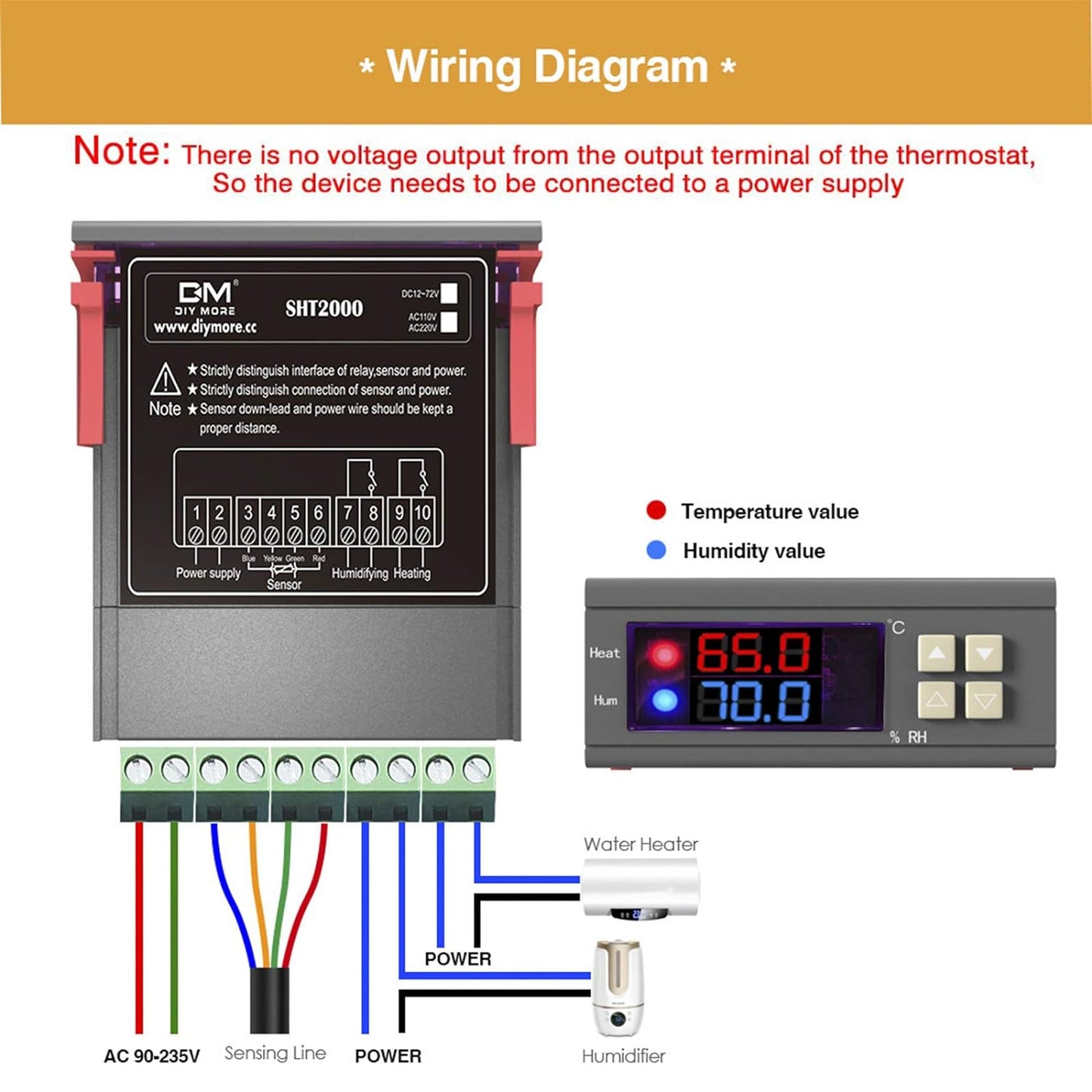 SHT2000 Digital Temperature Humidity Controller - (AD77936)