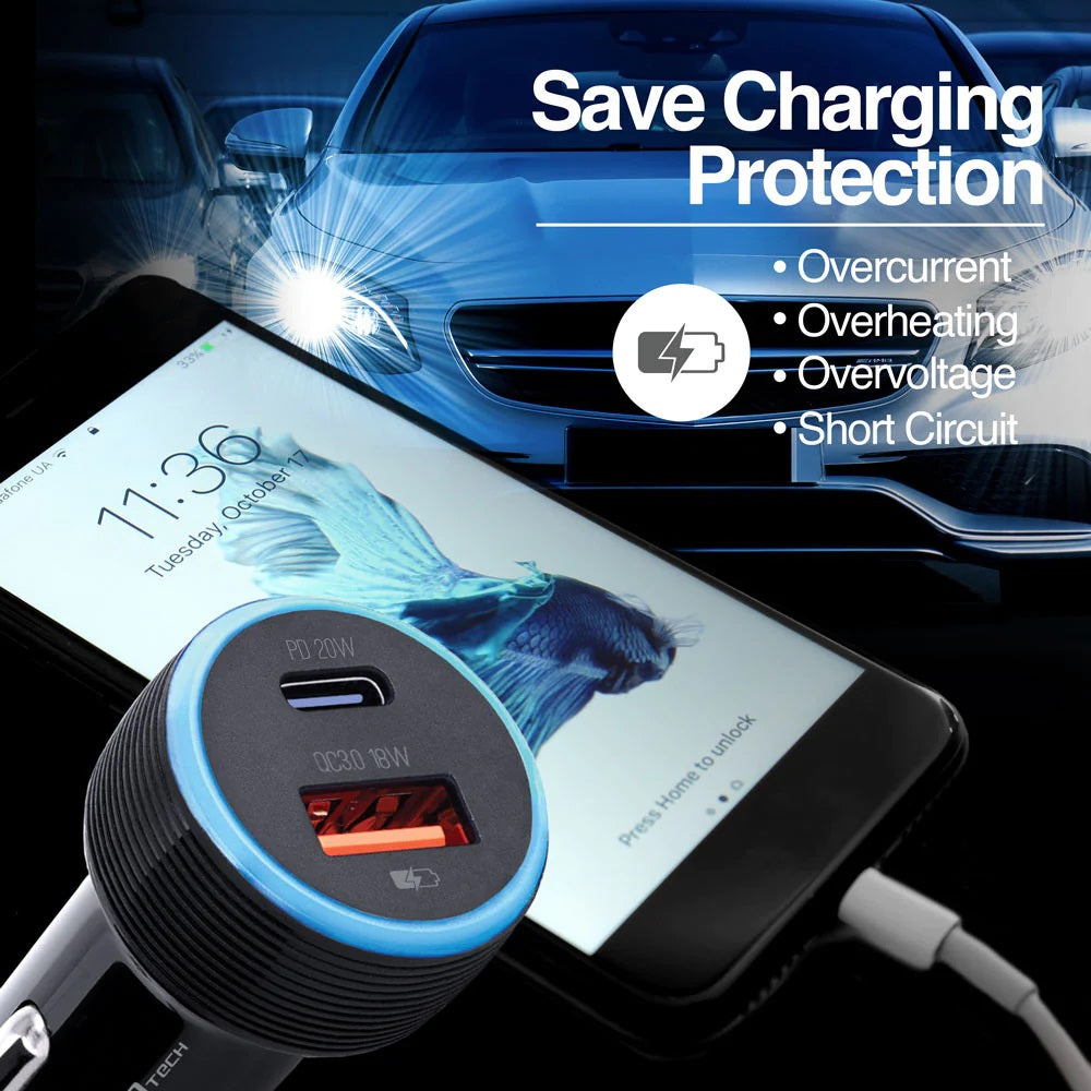 ARG-AC-0118BK Argom Force C1 38W PD Type-C + USB Car Charger - (AD78190)