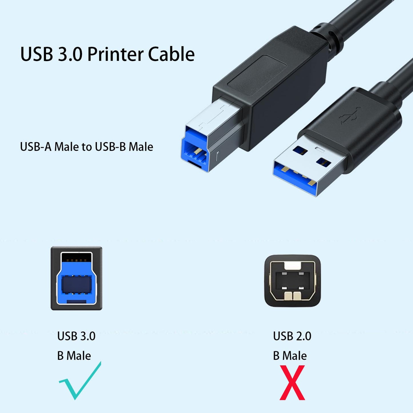 USB 3.0 Type A to Type B Male/Male Cable - (AD92160)