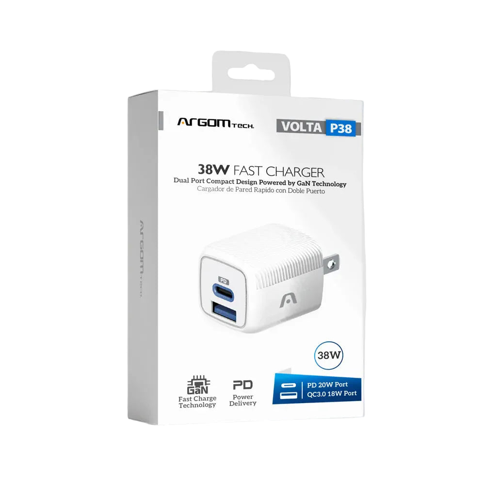 ARG-AC-0116WT Argom 38W PD Type-C + USB Wall Charger - (AD62899)