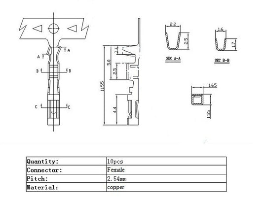 Female Pin Connector for Dupont Jumper Wire Cable (10 Pack) - (AD26627)