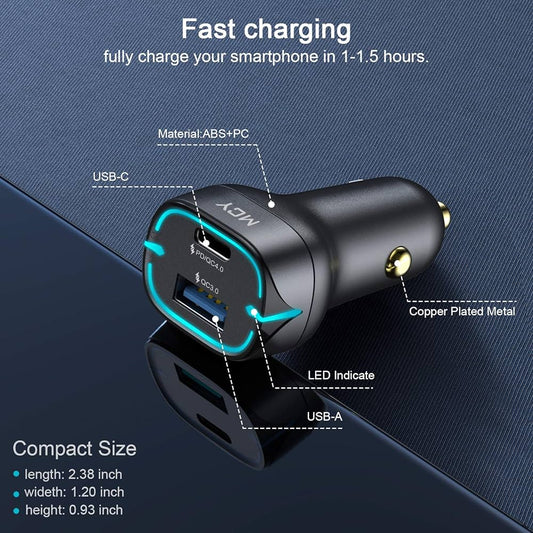 GiQ Type - C + USB Fast Car Charger - (AD79180)