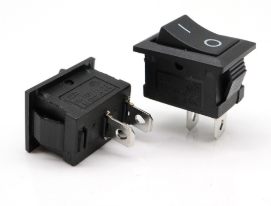KCD1-104 Rocker Switch Black ON/OFF SPST 6A 250VAC Panel Mount - (AD15009)