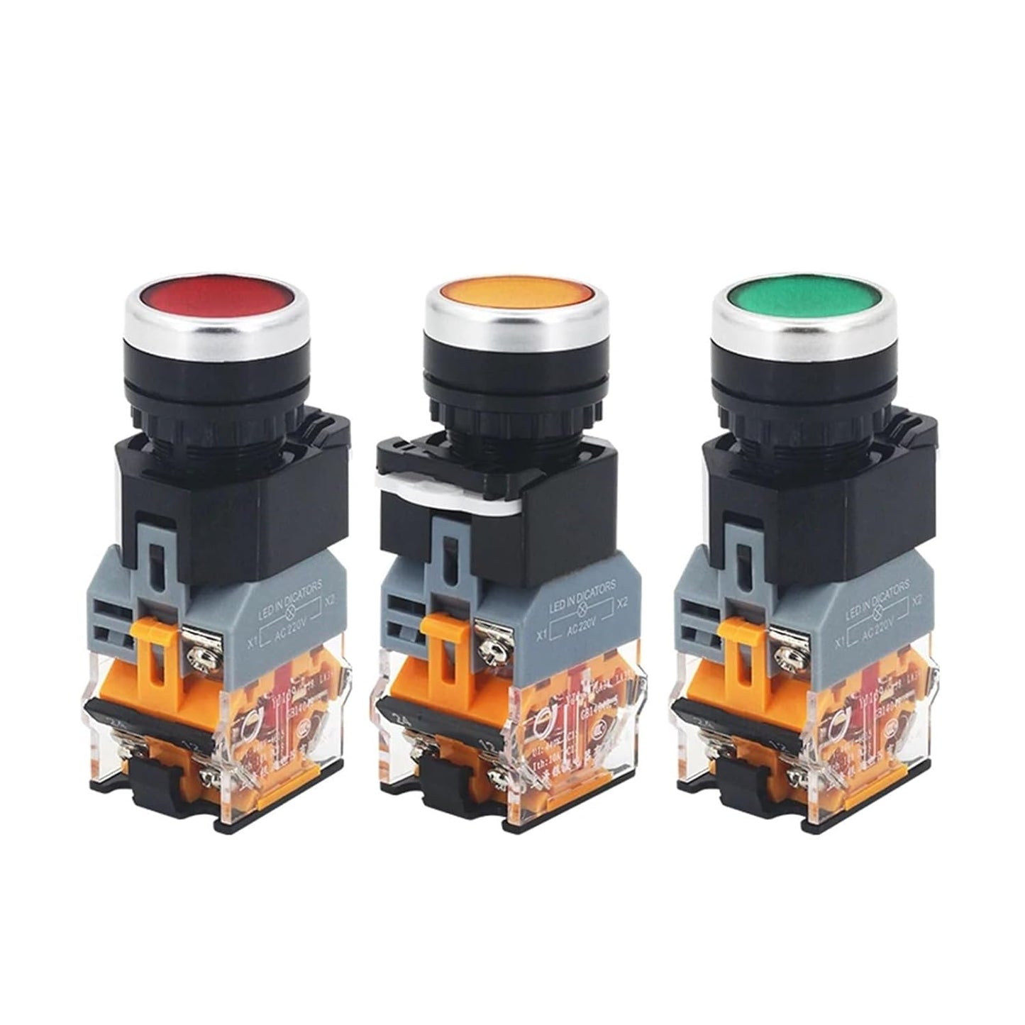 AD16-22DS Green Push Button Switch Momentary (110V) - (AD63046)