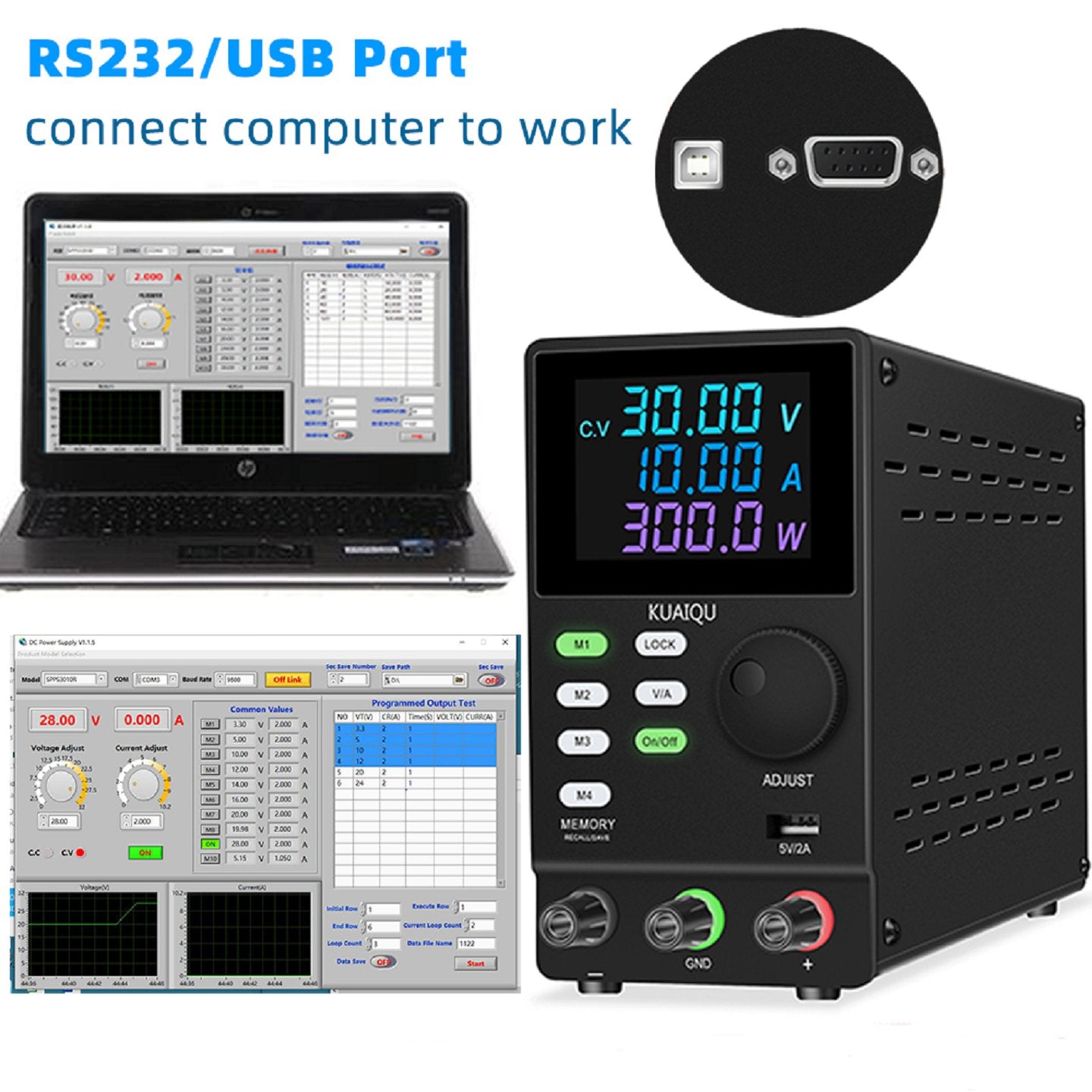 SPPS305D-232 Programmable Switching Power supply: 30V @ 5A - (AD36975)