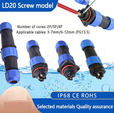 LD20 4-Pin IP68 Waterproof Connector (Male & Female) - (AD75070)